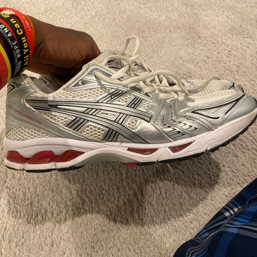 ASICS red and white
